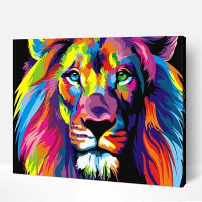 Multi Colored Lion Paint by Numbers