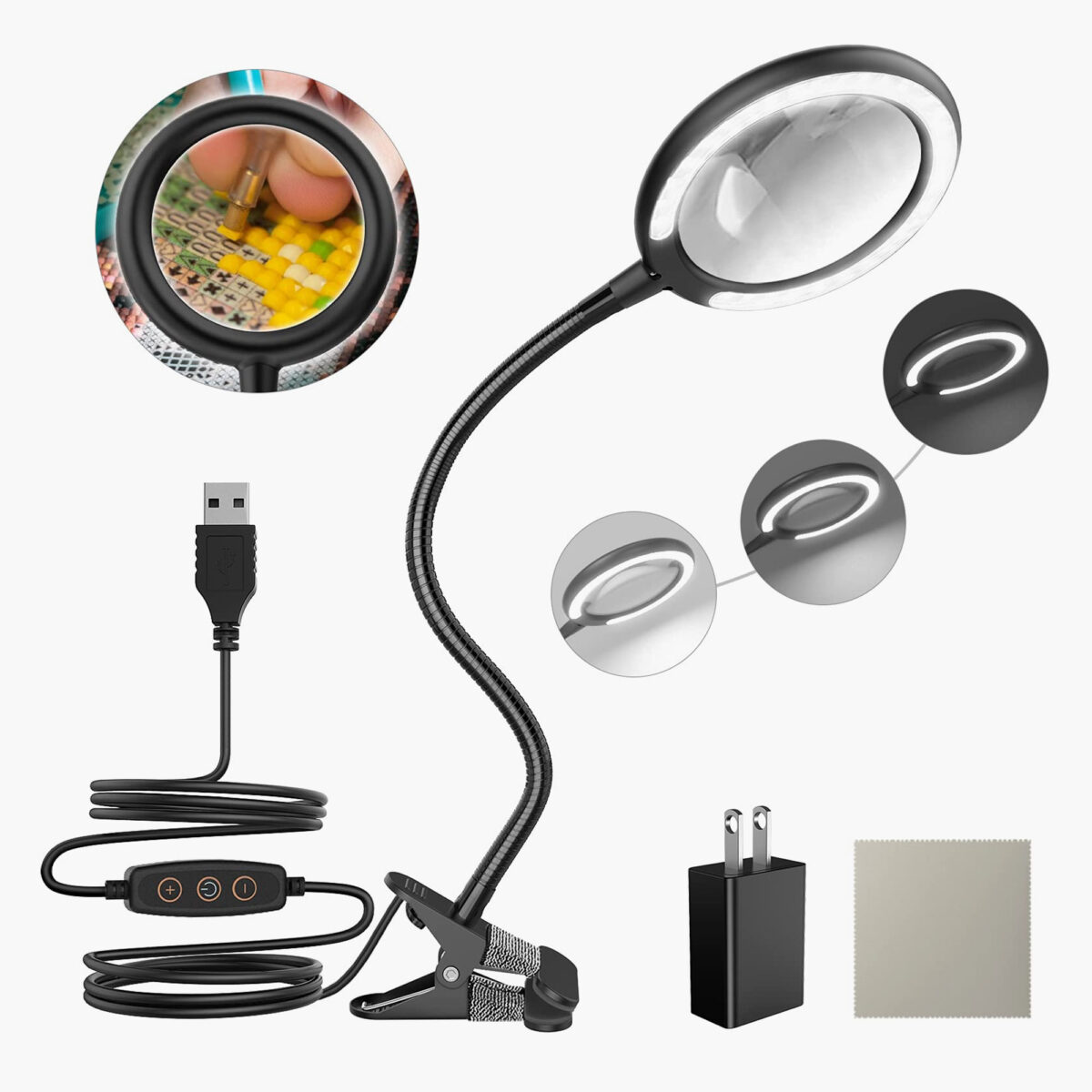Magnifying Lamp with Clamp for Paint By Numbers