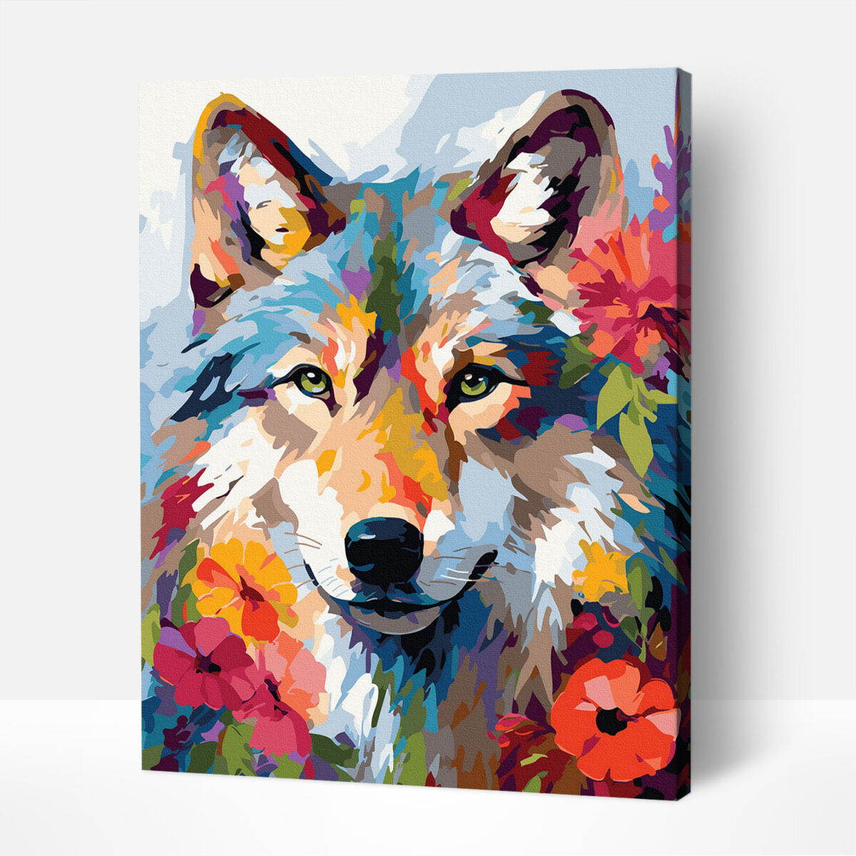 Watercolor wolf paint by numbers