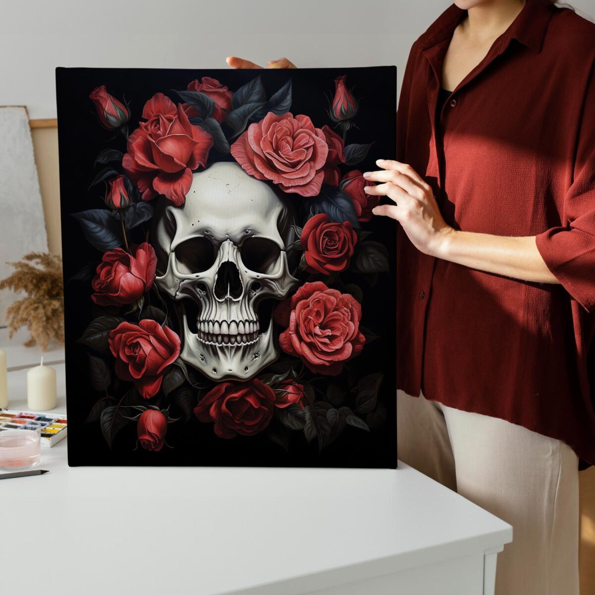 Skull paint by numbers kit