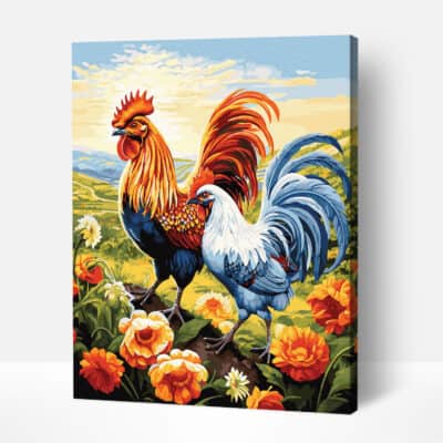 chicken and rooster paint by numbers