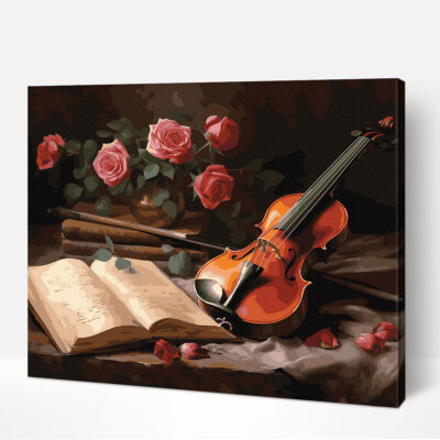 Violin and Roses paint by numbers