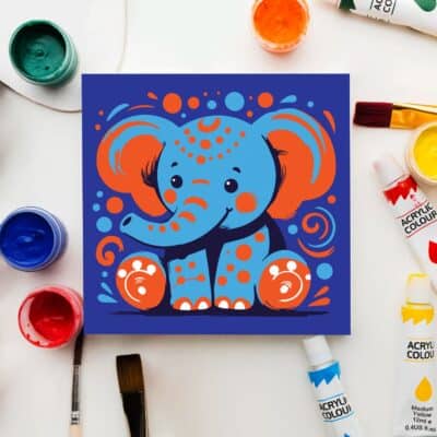 Blue Elephant paint by numbers for kids