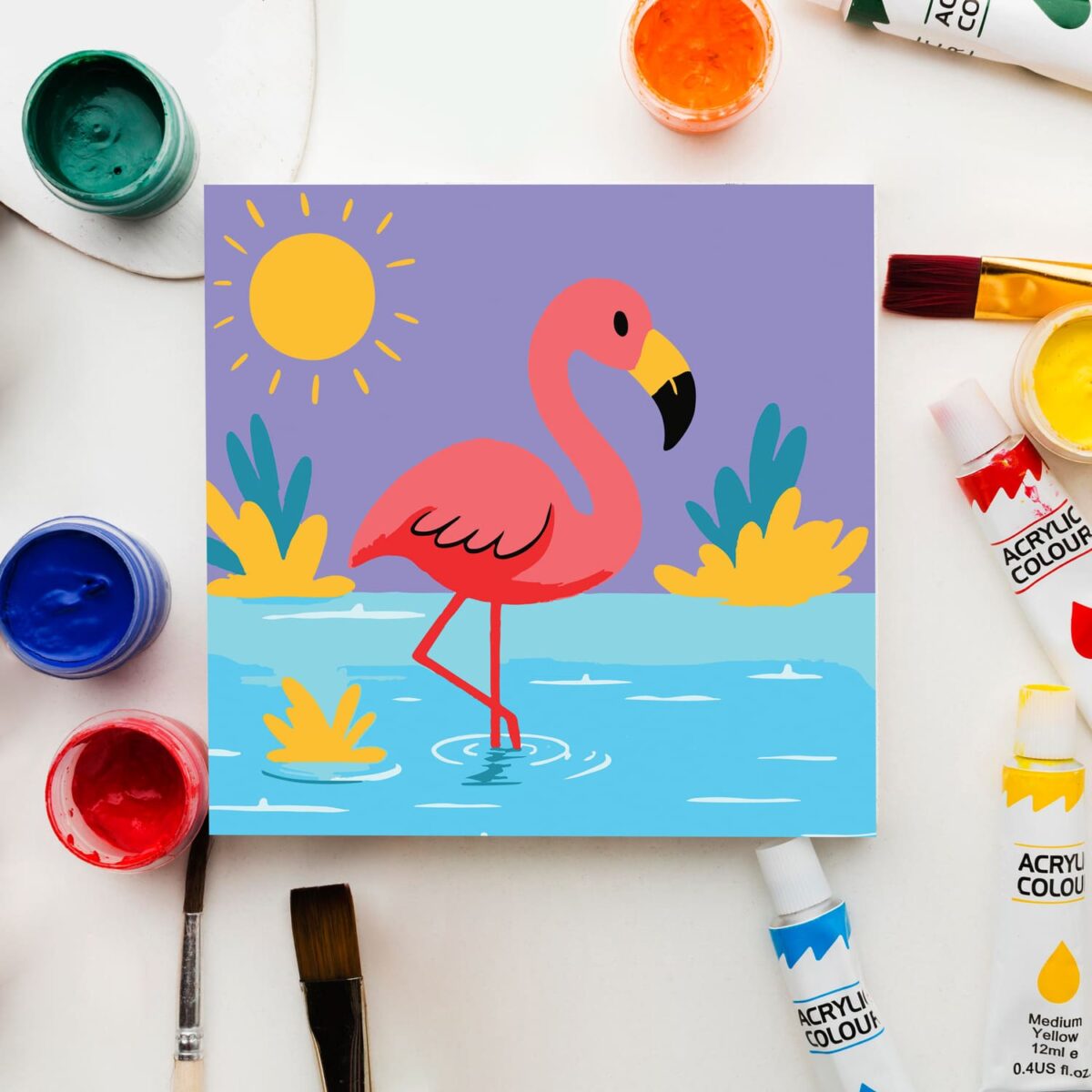 Graceful Pink Flamingo paint by numbers for kids