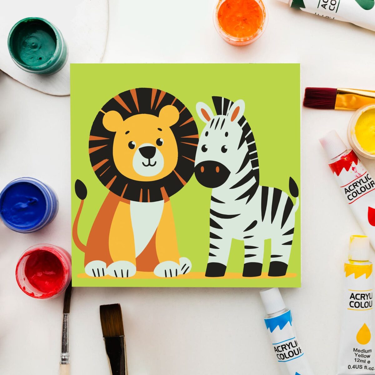 Lion and Zebra paint by numbers for kids