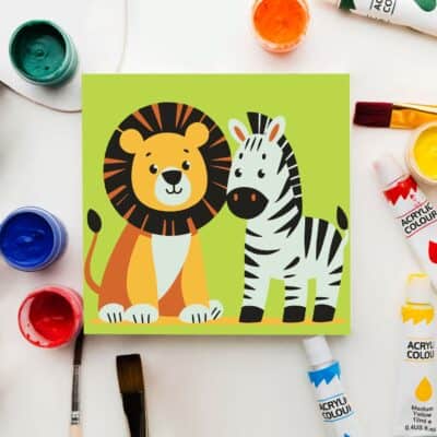 Lion and Zebra paint by numbers for kids