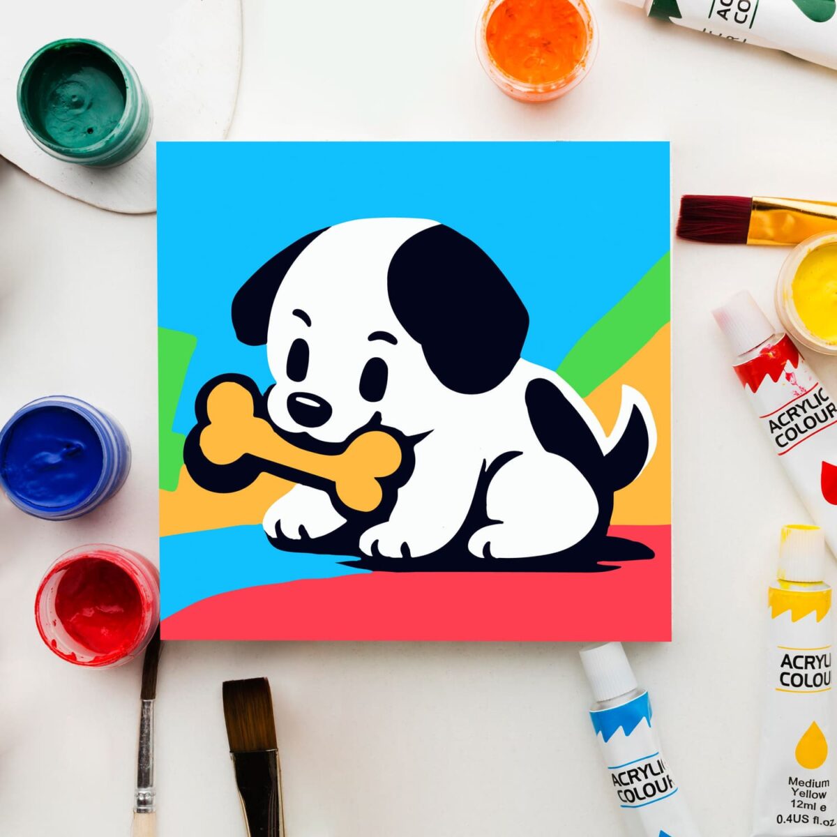 Tasty Snack for Puppy paint by numbers for kids