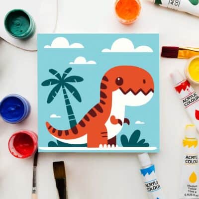 Friendly Dinosaur paint by numbers for kids
