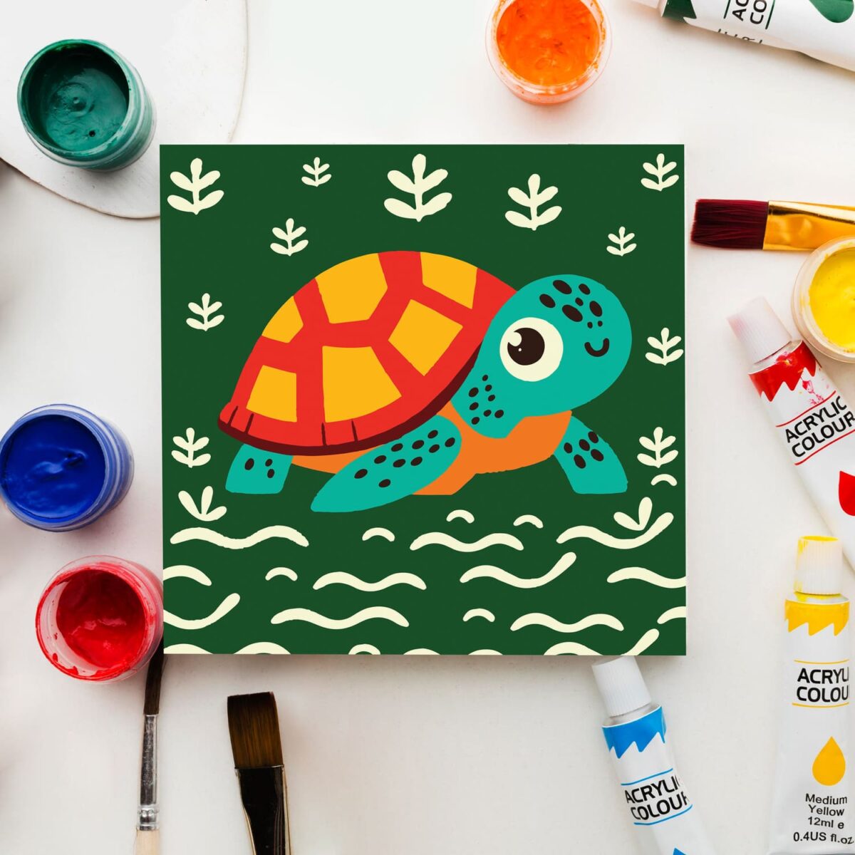 Turtle by the Water's Edge paint by numbers for kids