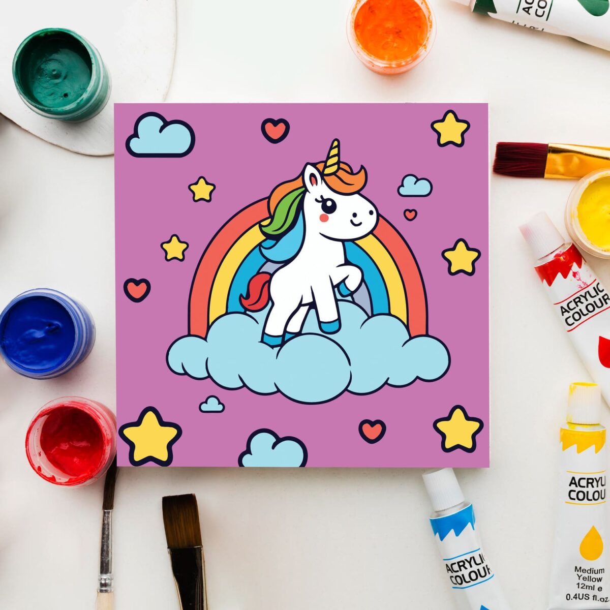 Unicorn on a Rainbow paint by numbers for kids